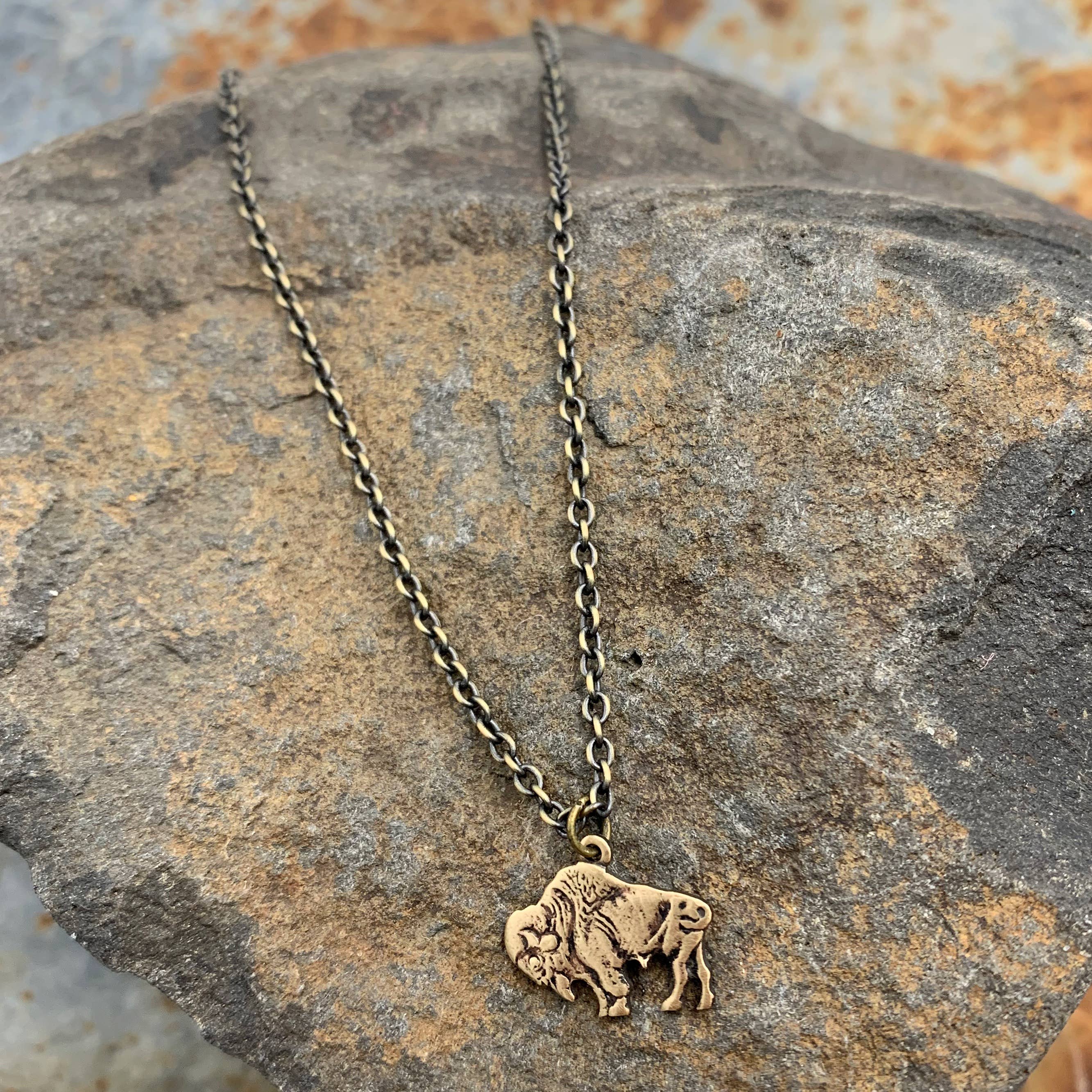 Small for Women//Girls Dayna Designs Buffalo Silver Necklace 16 Inch Solid Silver Necklace with Buffalo Charm
